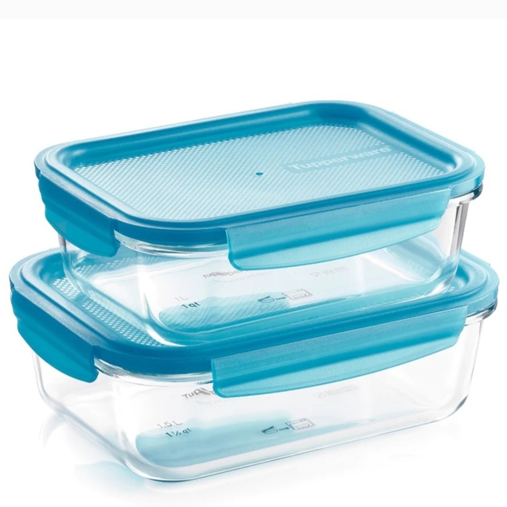 Tupperware Turquoise Snap-Lock Food Storage Containers - Set of 2